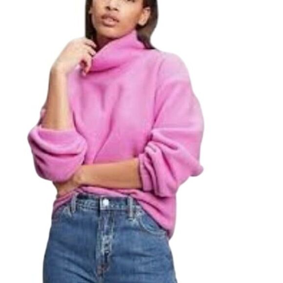 GAP Polar Fleece Pullover Turtleneck Sweatshirt in Intense Orchid, women's XL - Picture 1 of 8